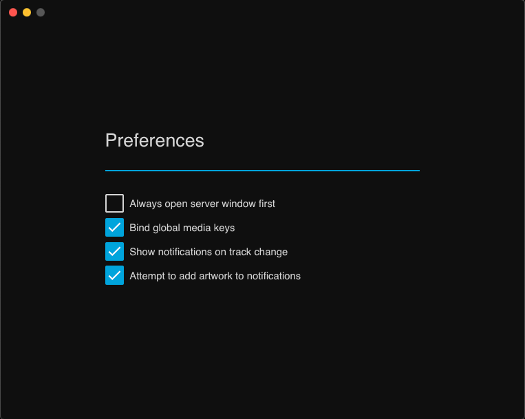 Preferences window